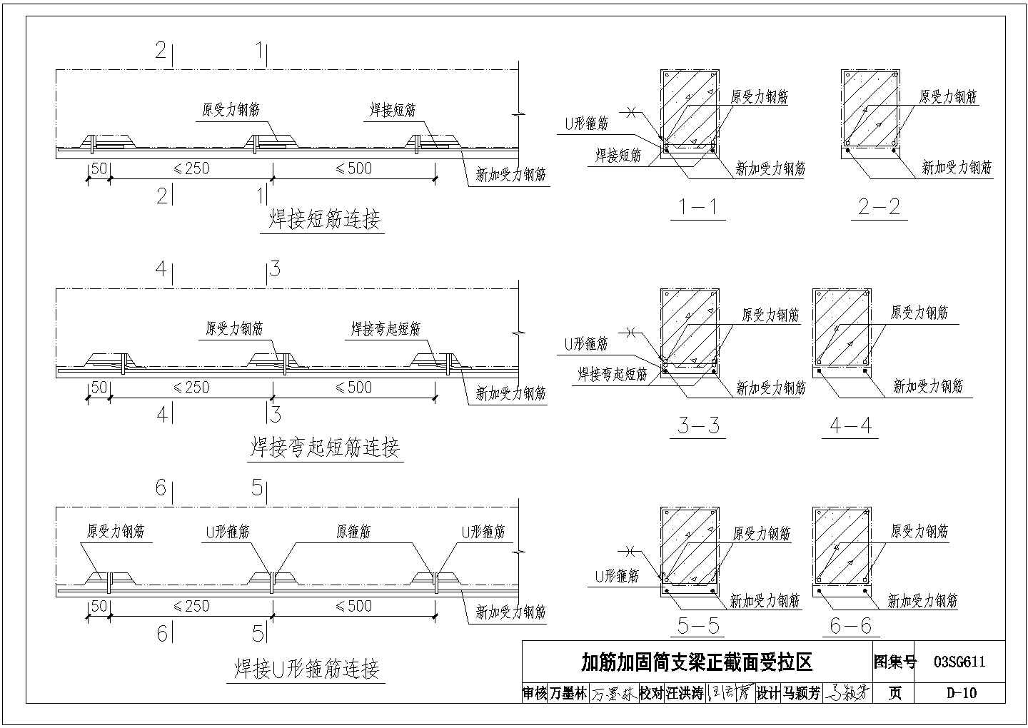 某简支梁正截面加筋加固CAD平立剖大样图纸