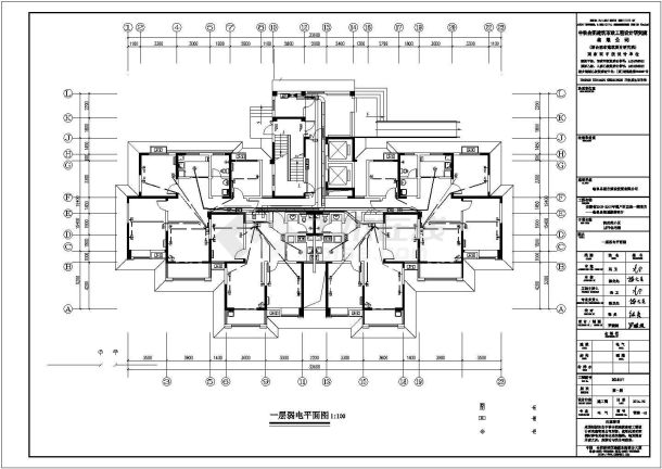 桃花苑1# 7#住宅小区智能化CAD建筑图纸-图一