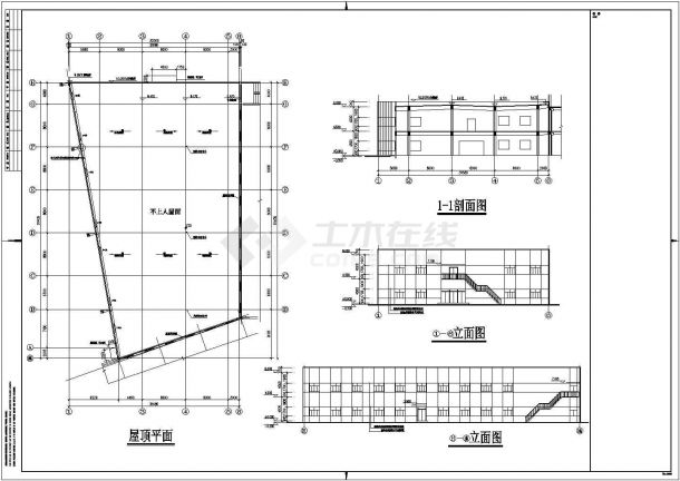 某二层框架结构家具商场建筑结构设计cad施工图-图一