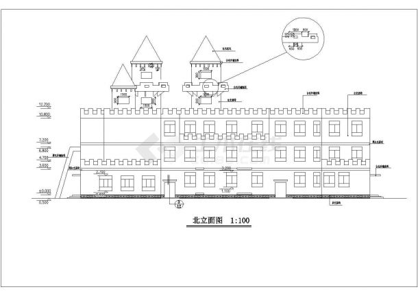 大型幼儿园建筑设计施工CAD图-图二