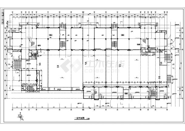 7500平米3层框架结构百货商城建筑设计CAD图纸（含地下车库层）-图二