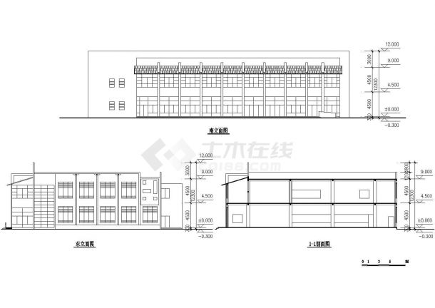 深圳市某培训学校1800平米2层框架学生食堂平立面设计CAD图纸-图一