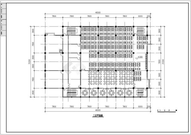 深圳市某培训学校1800平米2层框架学生食堂平立面设计CAD图纸-图二