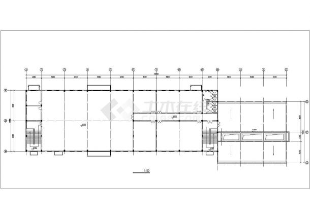 南通市某工厂2500平米2层混合结构食堂浴室楼建筑设计CAD图纸-图一
