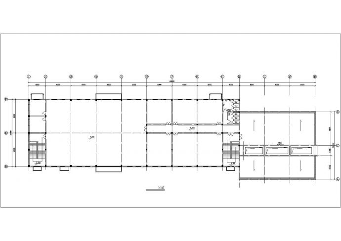 南通市某工厂2500平米2层混合结构食堂浴室楼建筑设计CAD图纸_图1