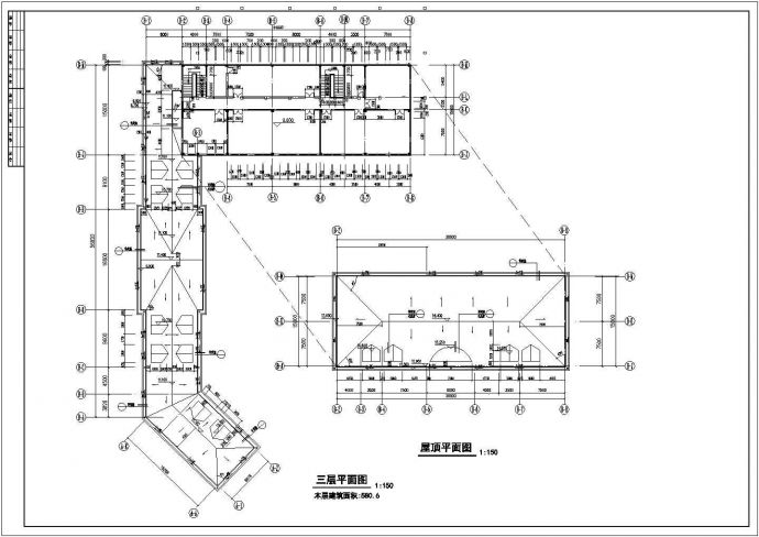 无锡市某商圈3300平米三层框架结构休闲会所建筑设计CAD图纸_图1