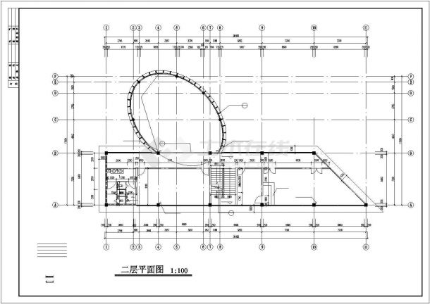 某套会所建筑设计CAD参考图-图二