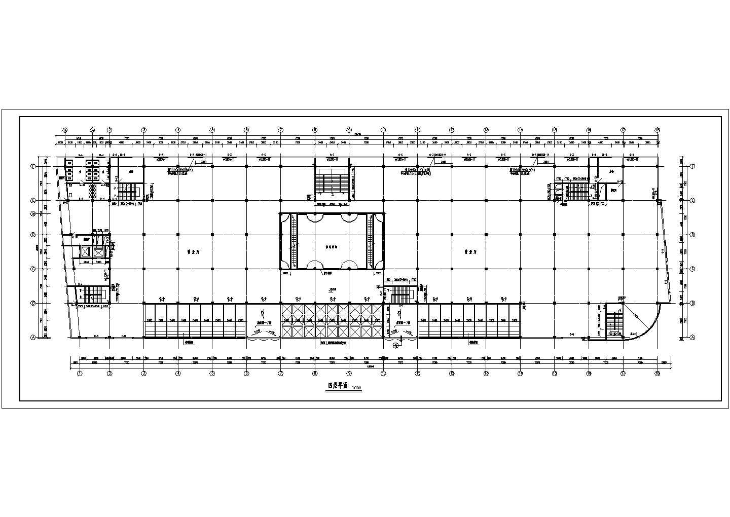 某4层商场建筑施工图纸【平立剖 门窗大样 电梯机房土建及平面布置 自动扶梯土建 节点大样】