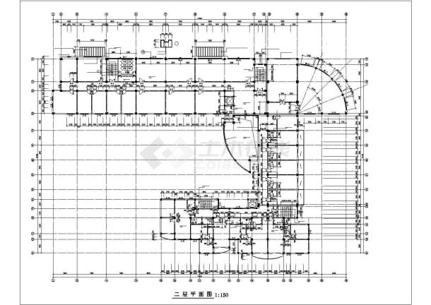 11582平方米七层框架结构办公楼建筑设计施工cad图，共十三张-图二