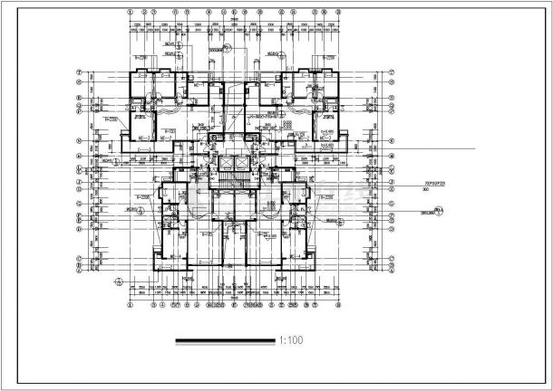成都某小区1.9万平米28层剪力墙结构住宅楼建筑设计CAD图纸（含水箱层）-图二
