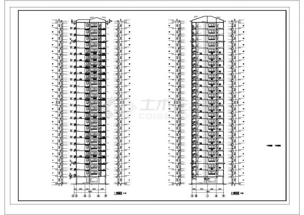 长沙市逸夫路某小区25层剪力墙结构住宅楼建筑设计CAD图纸（含机房层）-图二