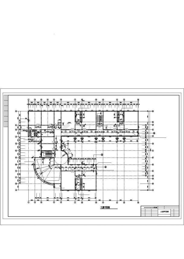 3151平方米幼儿园三层教学楼建筑设计施工cad图，共九张-图一