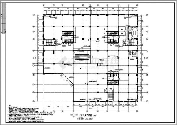 商场：长71.48米 宽61.9米 5层18545.9平米建筑平面图【只有各层平面图】-图一