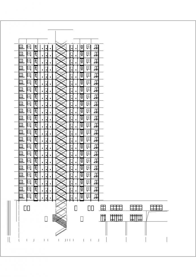 阜新市某现代小区25层剪力墙结构住宅楼建筑设计CAD图纸（1-4层商用）_图1