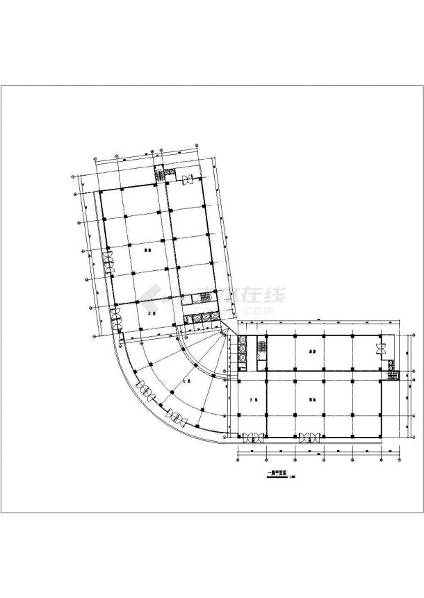 1.4万平米18层L型框架结构商务酒店平立面设计CAD图纸-图一