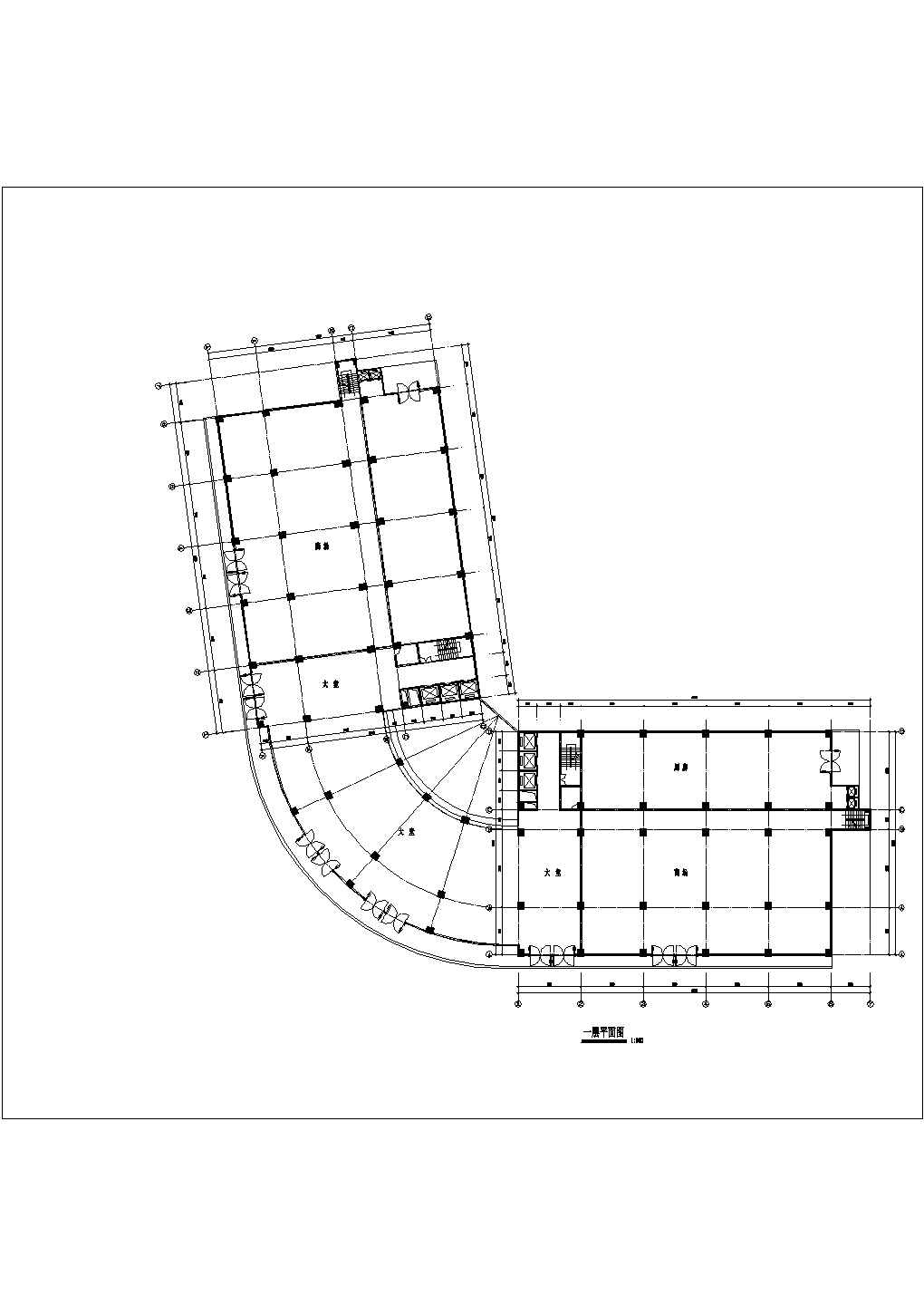 1.4万平米18层L型框架结构商务酒店平立面设计CAD图纸
