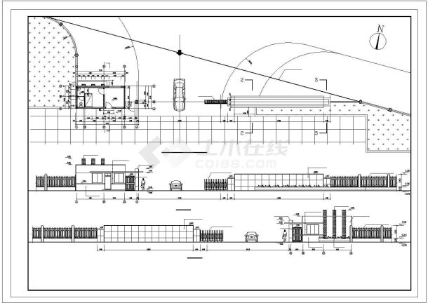 主入口传达室 大门建筑施工CAD图-图一