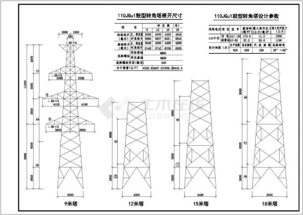 35kv铁塔各形图块（CAD） 35张-图二