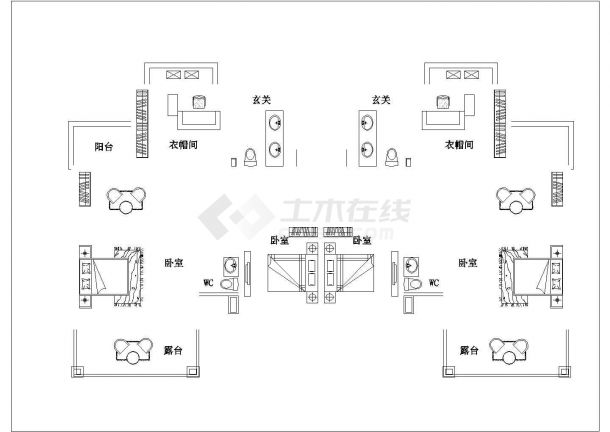 滁州市宝丽嘉园小区3层砖混结构单体高档别墅平面设计CAD图纸-图二
