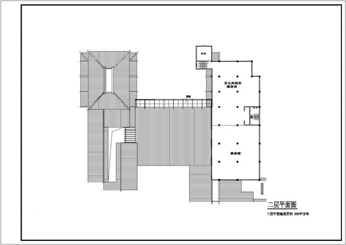 新徽派园林酒店会所建筑设计cad图，共两张_图1