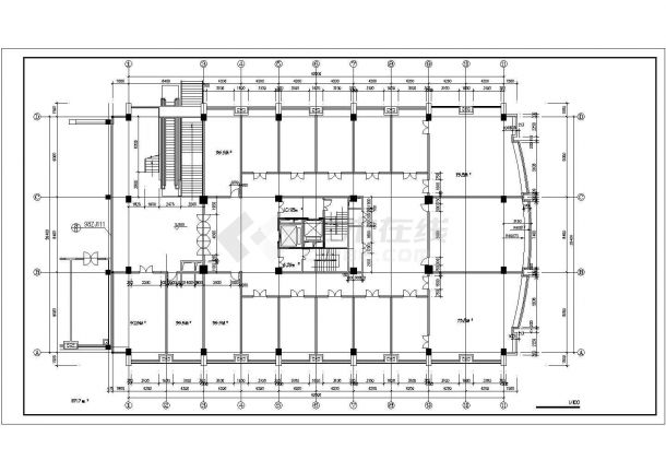 1.1万平米12层框架结构商住公寓楼平立剖面设计CAD图纸（1-3层商用）-图二