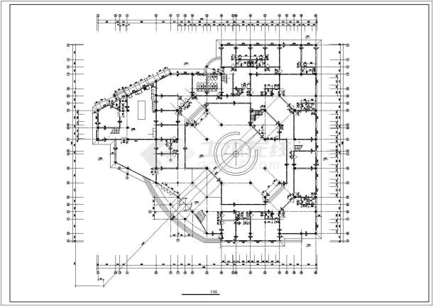 湖州市某商业街1600平米3层框混结构娱乐城平面设计CAD图纸-图二