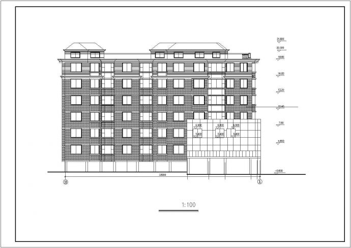 珲春市某社区6层混合结构住宅楼全套建筑设计CAD图纸（含架空层）_图1