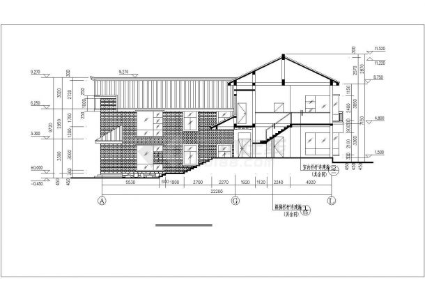 560平米2层框混结构双拼别墅墙体建筑设计CAD图纸-图一