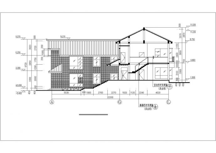 560平米2层框混结构双拼别墅墙体建筑设计CAD图纸_图1