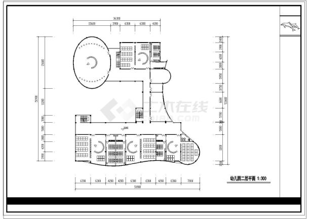 某五层幼儿园教学楼建筑设计方案图，共5张图纸-图二