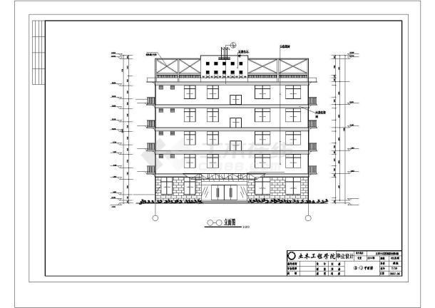 长沙市某工厂1200平米5层框架结构办公楼全套建筑设计CAD图纸-图二