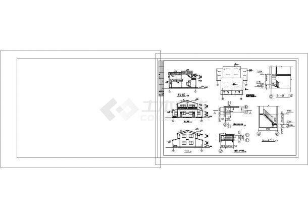 2层总195.8平米双拼简单小别墅设计cad非常标准图纸-图一