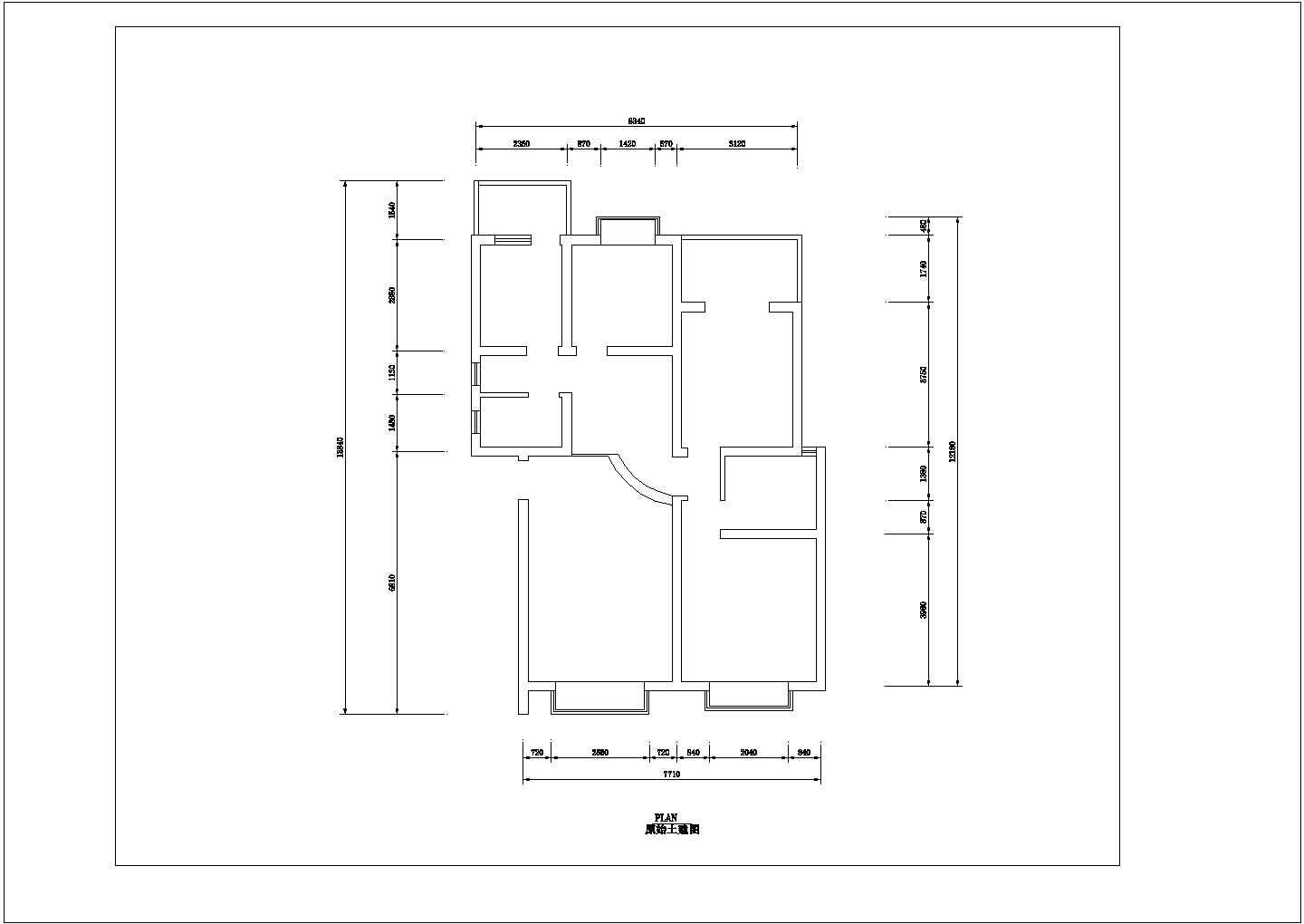 某简单两居室室内装修cad施工图纸