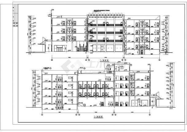 某多层砖混结构宾馆大楼设计cad全套立剖面方案图（甲级院设计）-图二