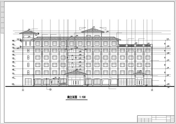 鄂州市某6480平米六层框架结构星级酒店全套建筑设计CAD图纸-图二