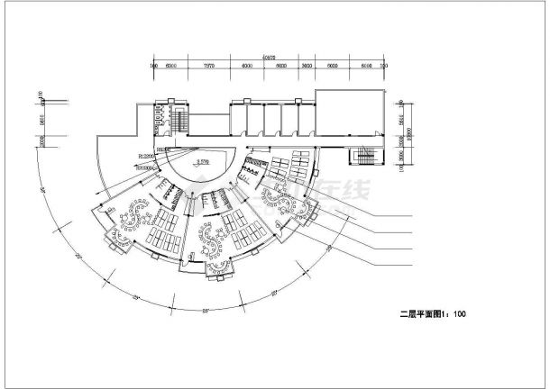 6班长50.57米宽25米2层1820平米幼儿园建筑方案设计图-图二