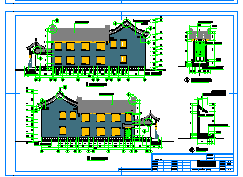 二层仿古四合院建筑设计施工图纸（带1JPG外观效果图）_图1