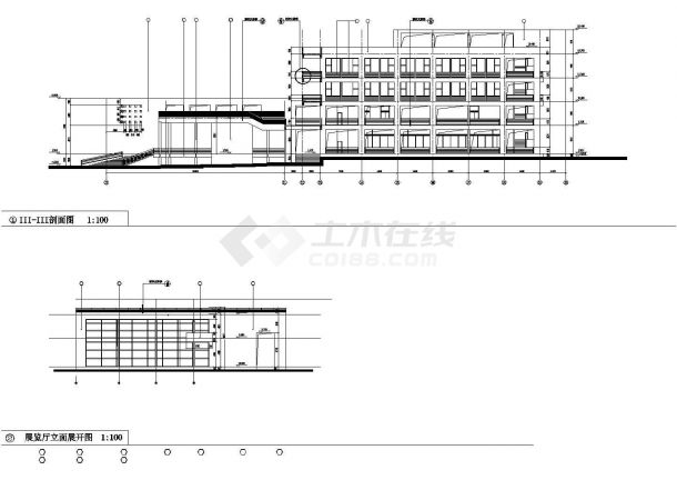 上海某学校5400平米4层框架结构教学综合楼全套建筑设计CAD图纸-图一