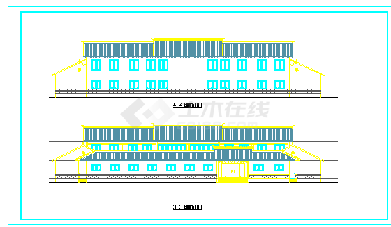 二层四合院式住宅建筑平立面设计施工CAD图纸-图一
