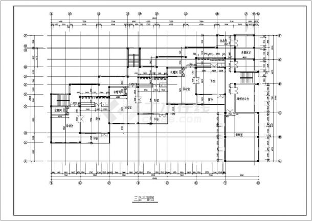 三层框架结构幼儿园建筑施工cad图，共六张-图二