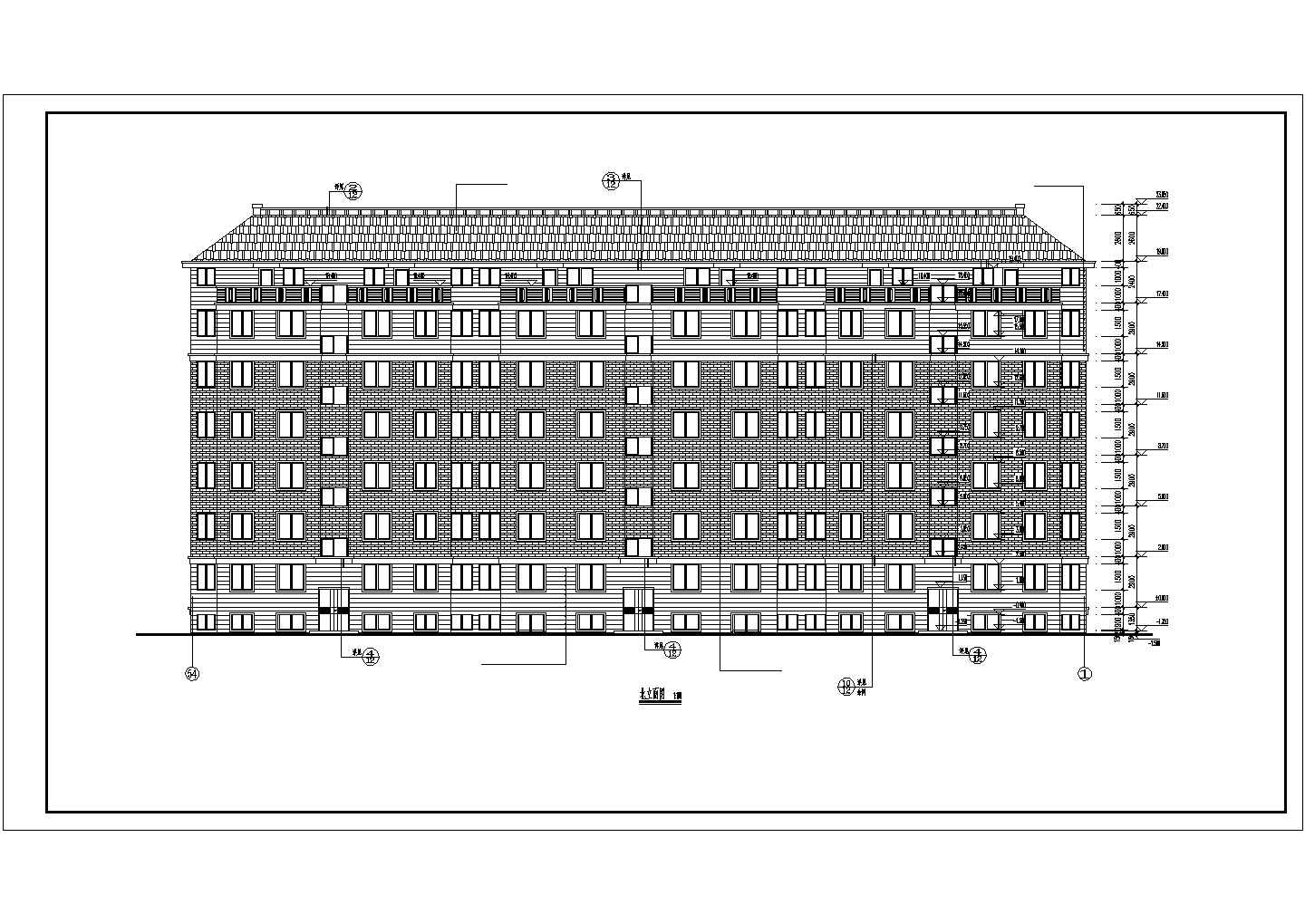 沈阳某小区5200平米6层钢混框架结构住宅楼砌体建筑设计CAD图纸