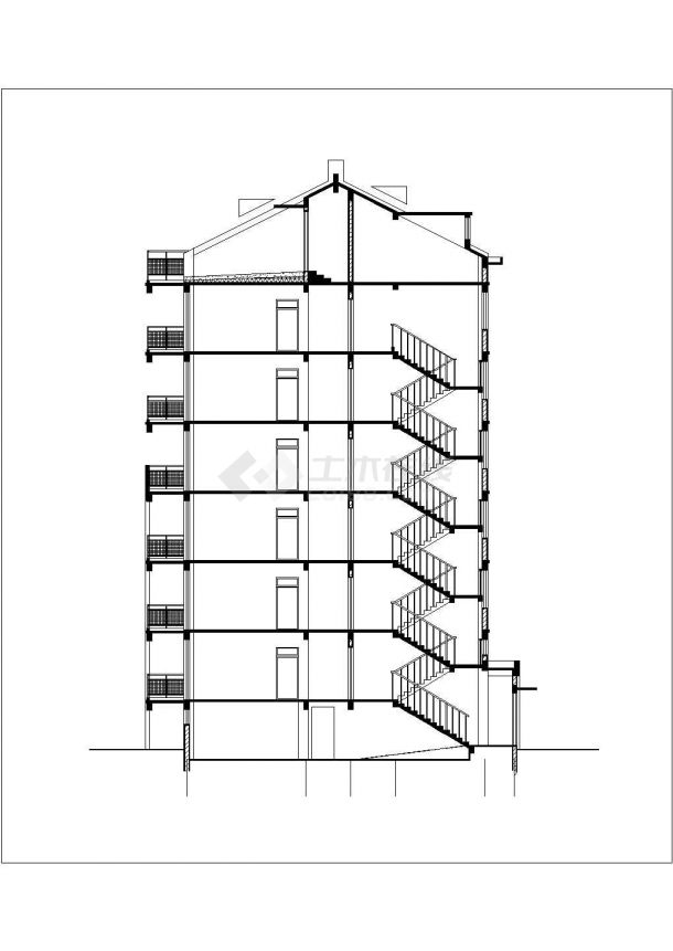 7700平米7层框架结构住宅楼建筑设计CAD图纸（含半地下室层）-图一