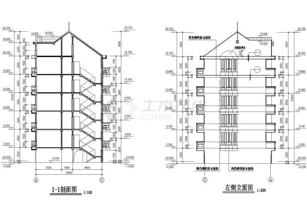 3900平米五层框混结构住宅楼建筑设计CAD图纸（含架空层和阁楼层）-图一