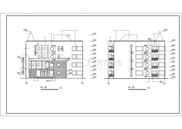 2895平方米四层带地下室幼儿园建筑施工cad图，共十二张-图一