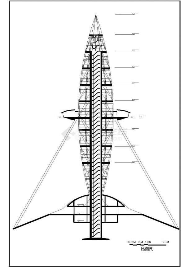某多层观光塔建筑设计方案图纸（知名设计院设计），10张图纸-图二