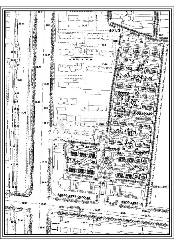 某小区总平面规划图4建筑全套cad图，含效果图-图一