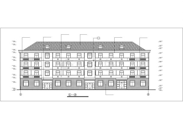 苏州某技工学校2200平米4层框架结构宿舍楼建筑设计CAD图纸-图一