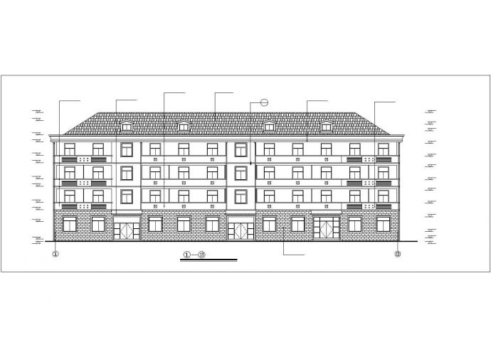 苏州某技工学校2200平米4层框架结构宿舍楼建筑设计CAD图纸_图1