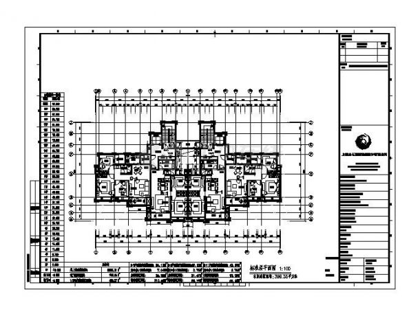 300平一梯四户住宅CAD户型方案图-图一