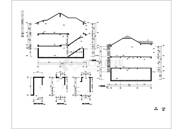某402平方米 北方二层美式别墅建筑结构施工图（有效果图-图一